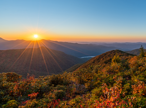 Mountain view with sunrise