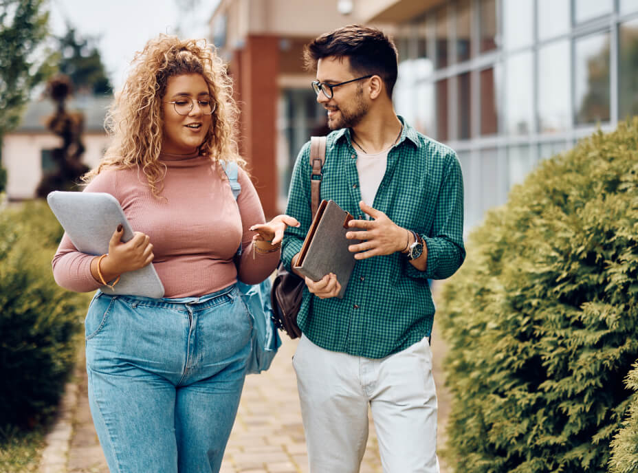 college students walking on campus