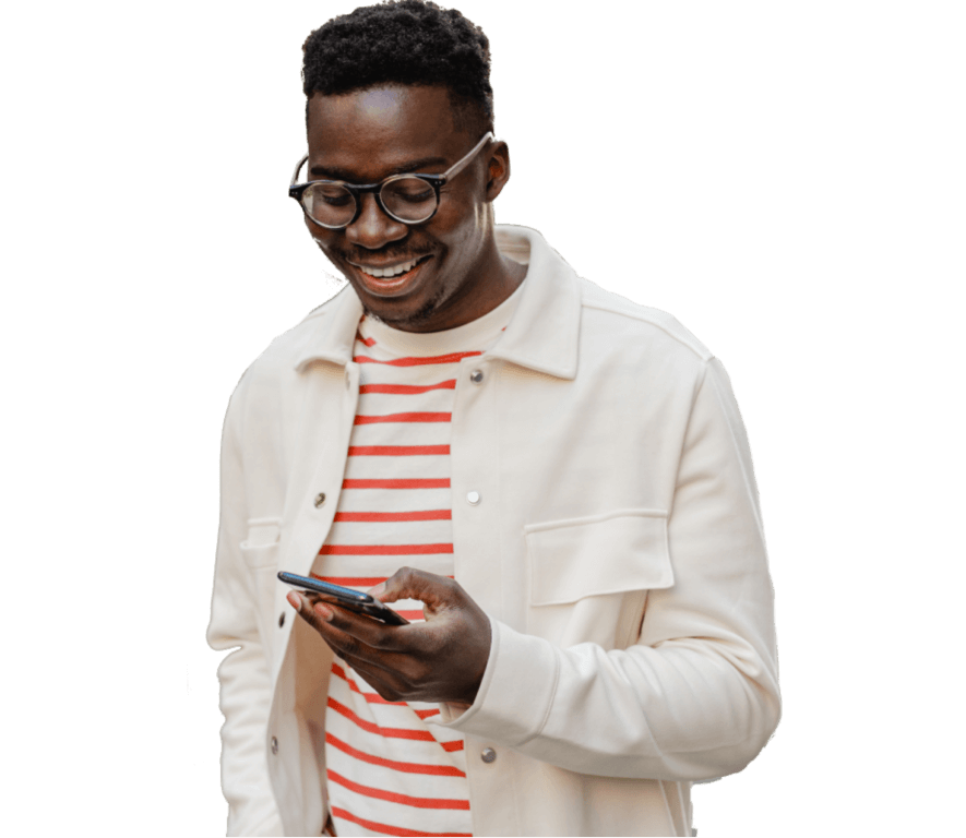 silhouette of young guy on cell phone