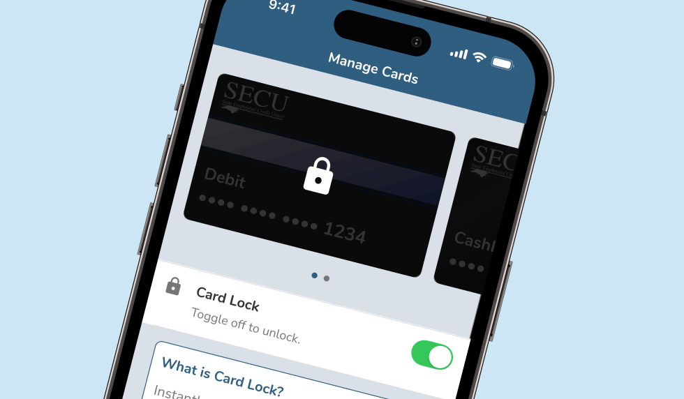 card lock app screen