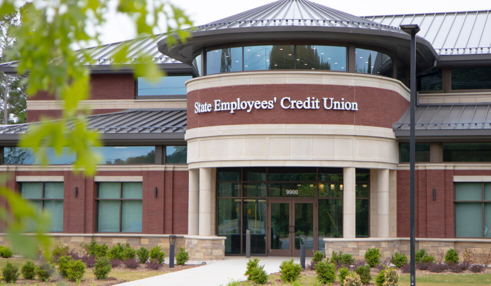 Front view of SECU branch building