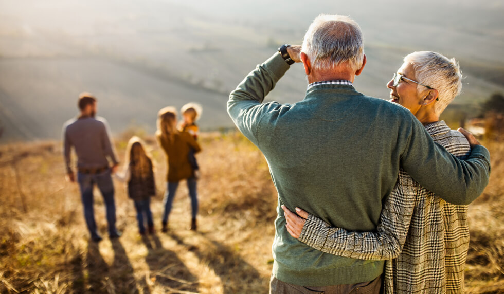 Generation of family on mountain